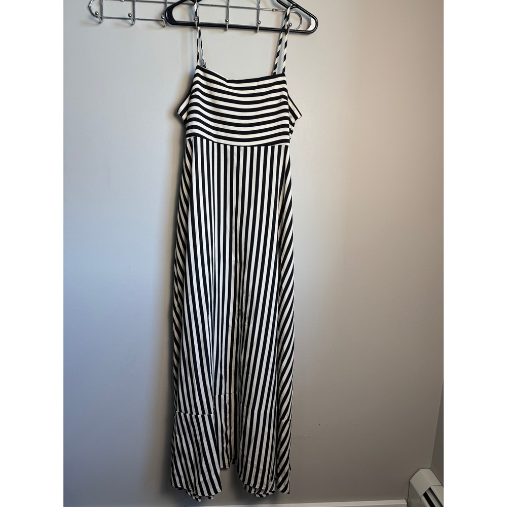 Cupshe Womens Black Striped Smocked Maxi Dress XL Summer Beach Coastal Boho